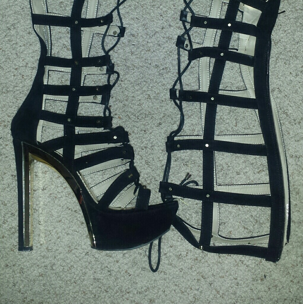 Black lace-up boots